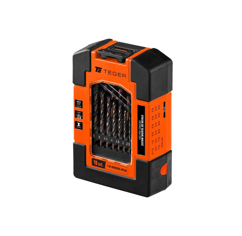 Zestaw wierteł do metalu - HSS PRO (DIN 338) (19 SZT.) / TEGER