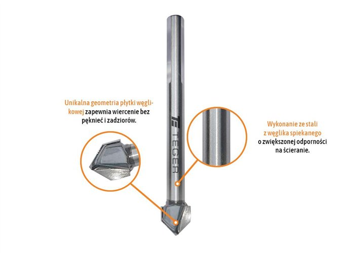 Wiertło do szkła i glazury 3x50 mm / TEGER