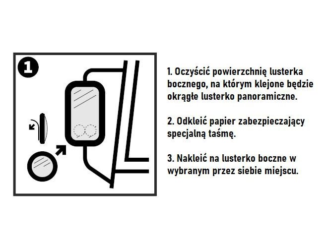 Lusterko okrągłe panoramiczne. lusterko pomocnicze fi-107 mm -klejone bezpośrednio na lusterko boczne