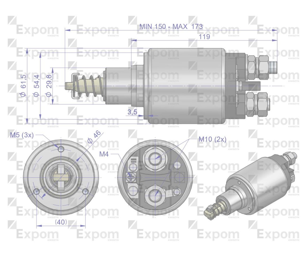 Wyłącznik ( włącznik, elektromagnes ) rozrusznika 0331401040, 1307762, 46657000EX C-330 C-360 ZETOR Nowy Typ EXPOM KWIDZYN eu
