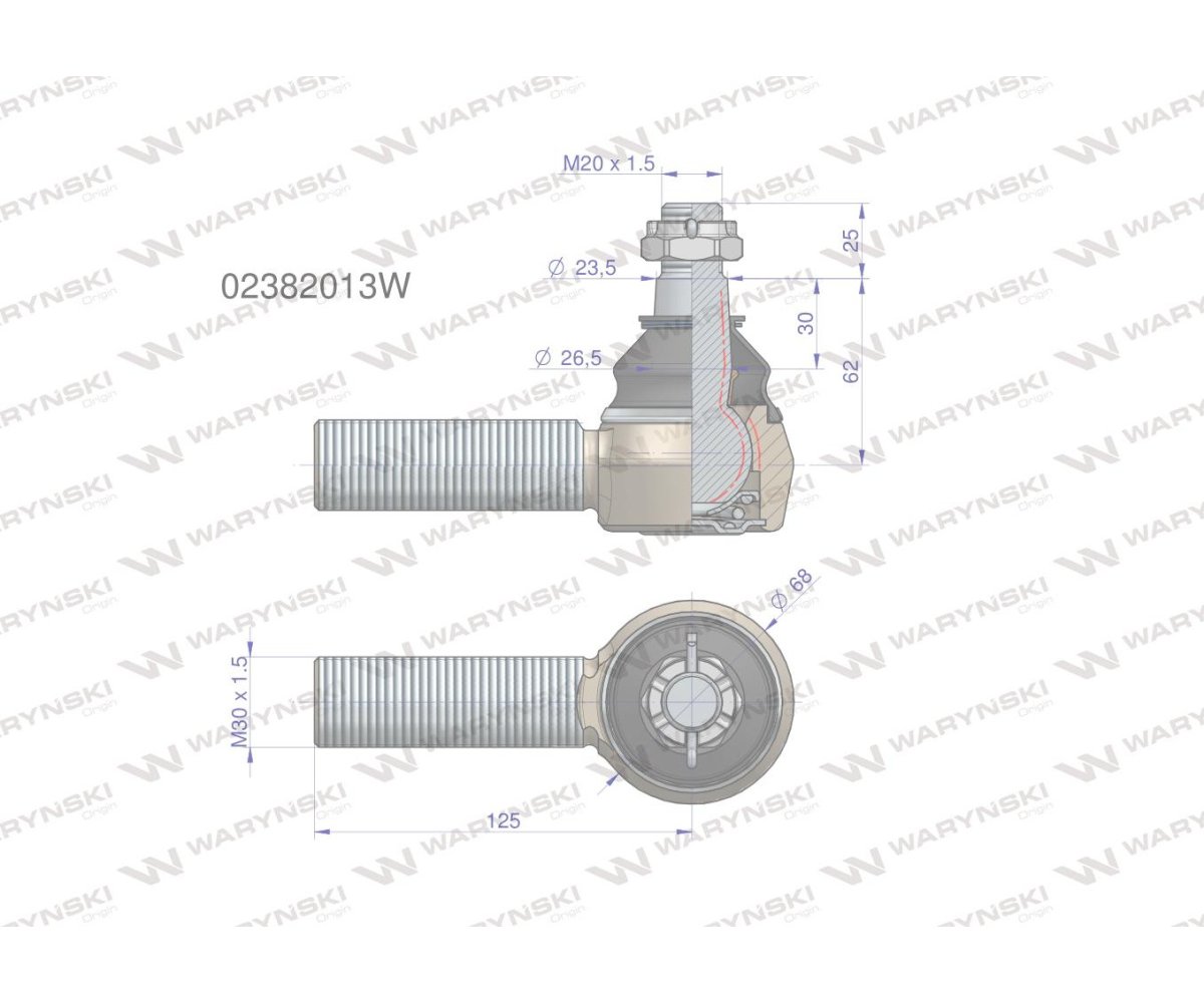 Przegub kierowniczy M30x1.5 02382013 WARYŃSKI