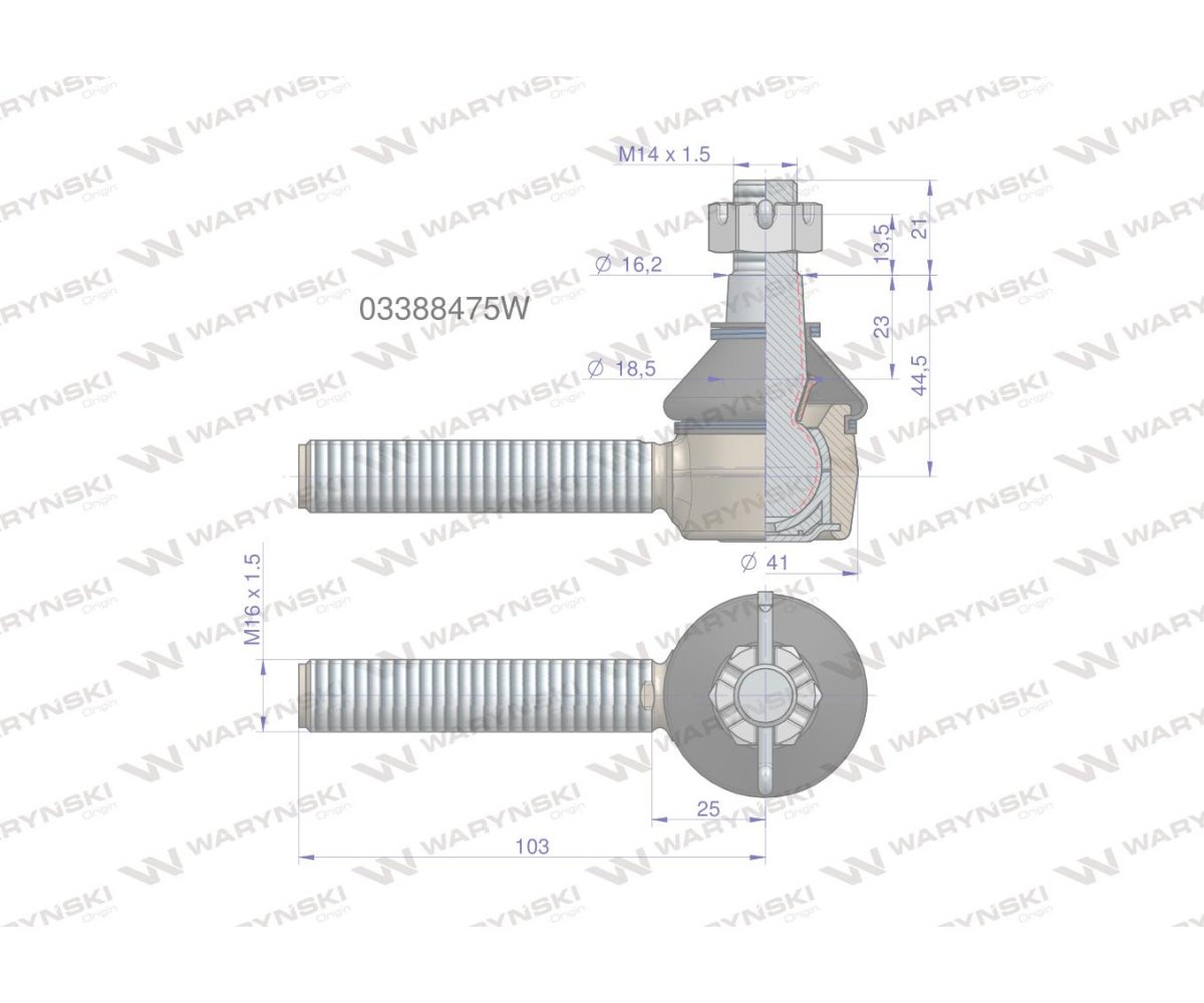 Przegub kierowniczy M16x1.5 03388475 WARYŃSKI
