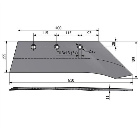Lemiesz poszerzany 4-skibowy 3-otwory / Atlas Pług