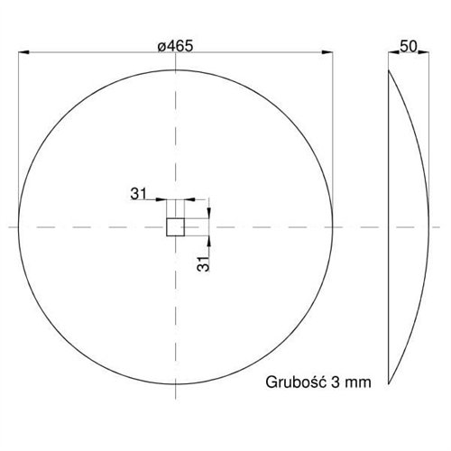 Talerz gładki fi 460 otwór 30x30 stal borowa Talerzówka 1279201030