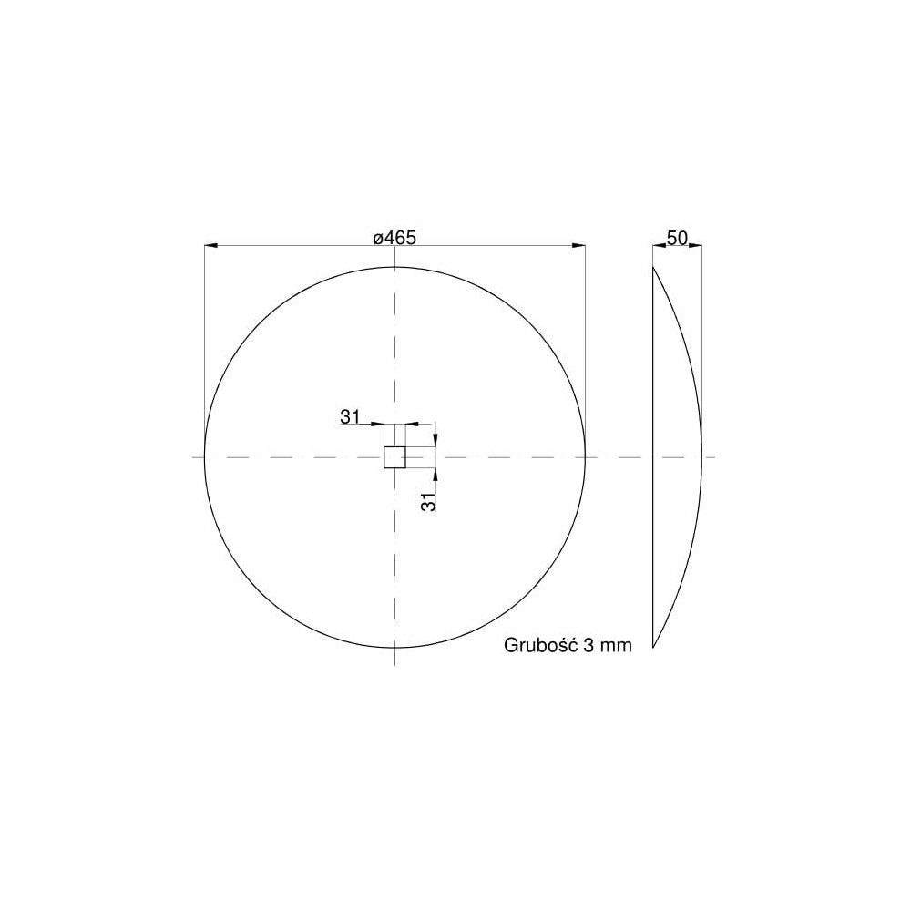 Talerz gładki fi 460 otwór 30x30 stal borowa Talerzówka 1279201030