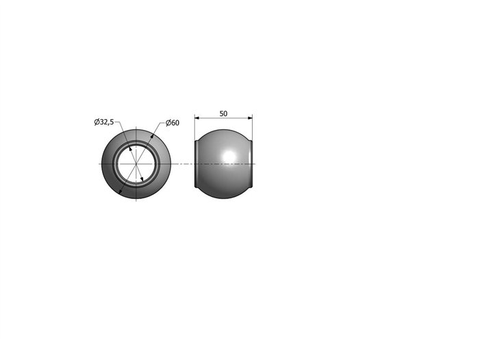 Kula łącznika centralnego do haka cat3 32x60x51