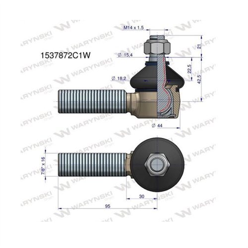 Przegub kierowniczy 7/8' 1537872C1 WARYŃSKI