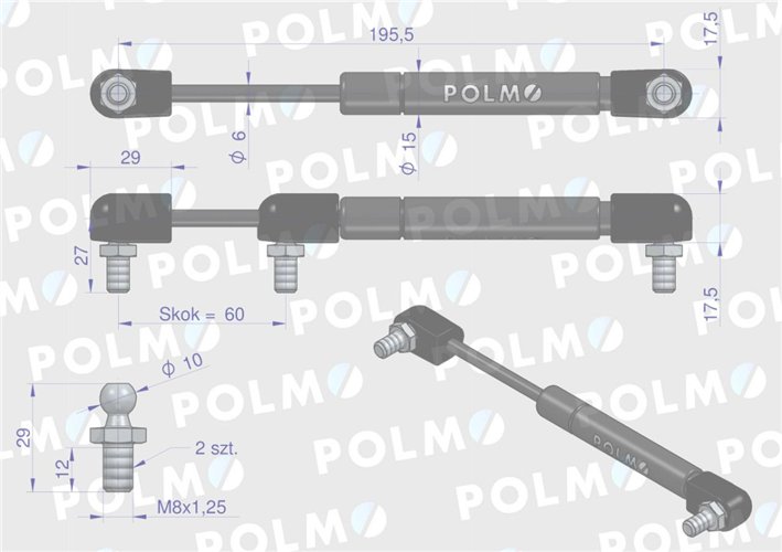 Siłownik dachu 16367958 pasuje do Zetora Proxima Forterra POLMO