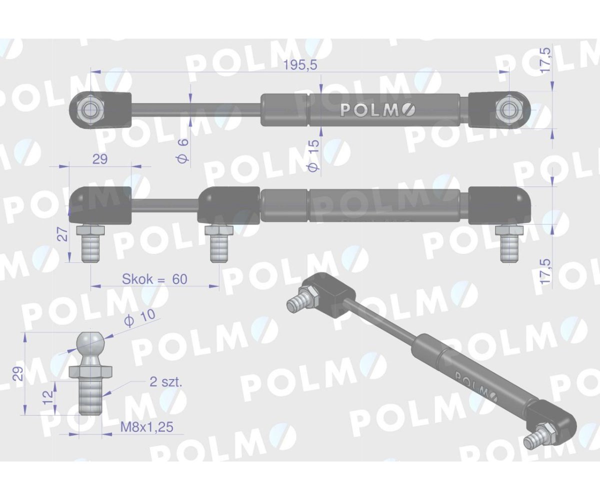 Siłownik dachu 16367958 pasuje do Zetora Proxima Forterra POLMO