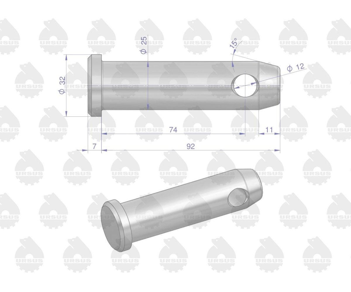 Sworzeń mocujący zaczep transportowy MF ORYGINAŁ URSUS