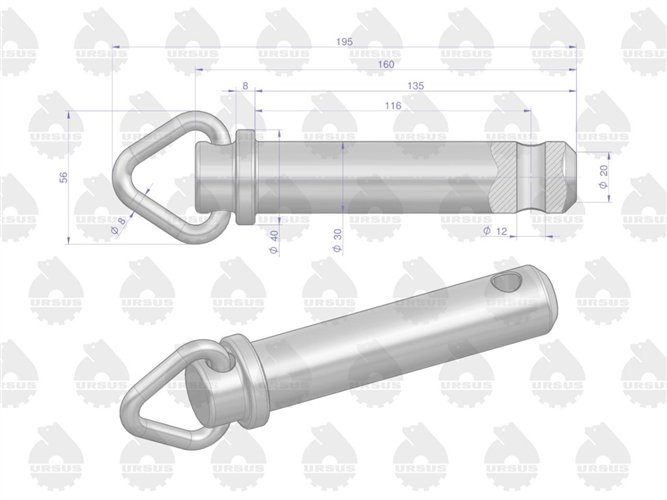 Sworzeń widłaka zaczepu MF3 ORYGINAŁ URSUS