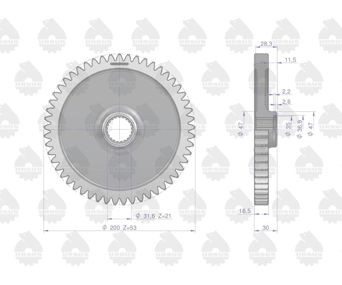 Koło stałego zazębienia WOM Z-53 MF3 ORYGINAŁ URSUS