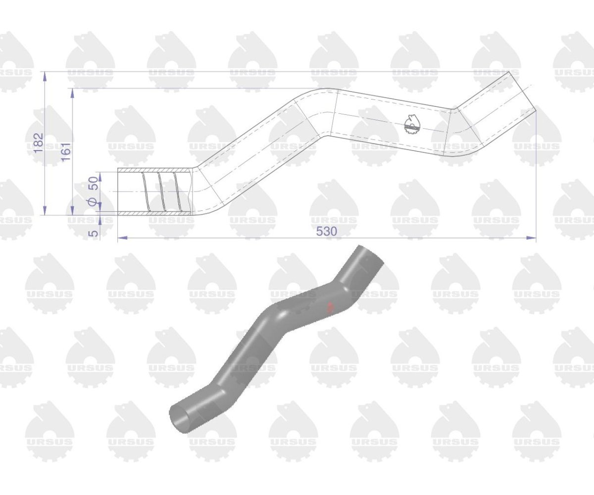 Przewód gumowy filtra powietrza kpl. z sprężyną zbrojony płótnem MF3 ORYGINAŁ URSUS