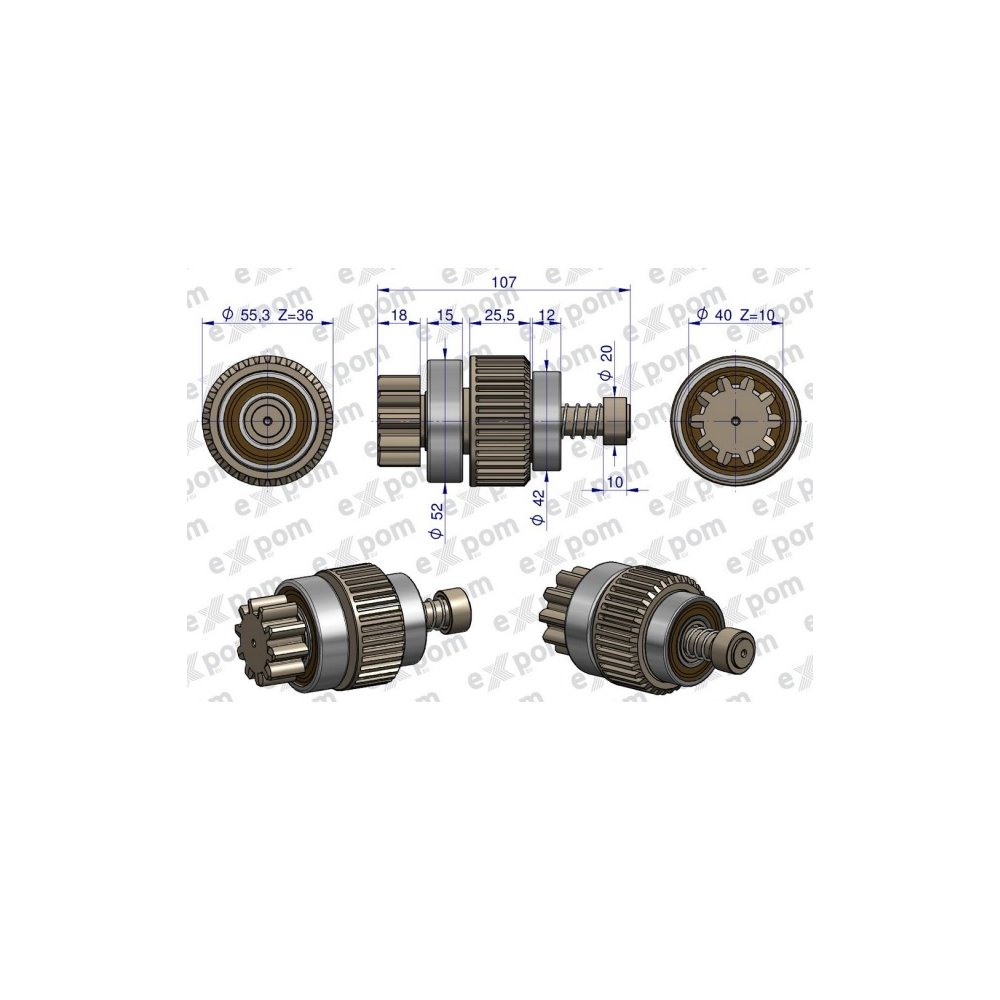Zespół sprzęgający rozrusznika z reduktorem MF3 MASSEY FERGUSON Blue Line EXPOM KWIDZYN eu