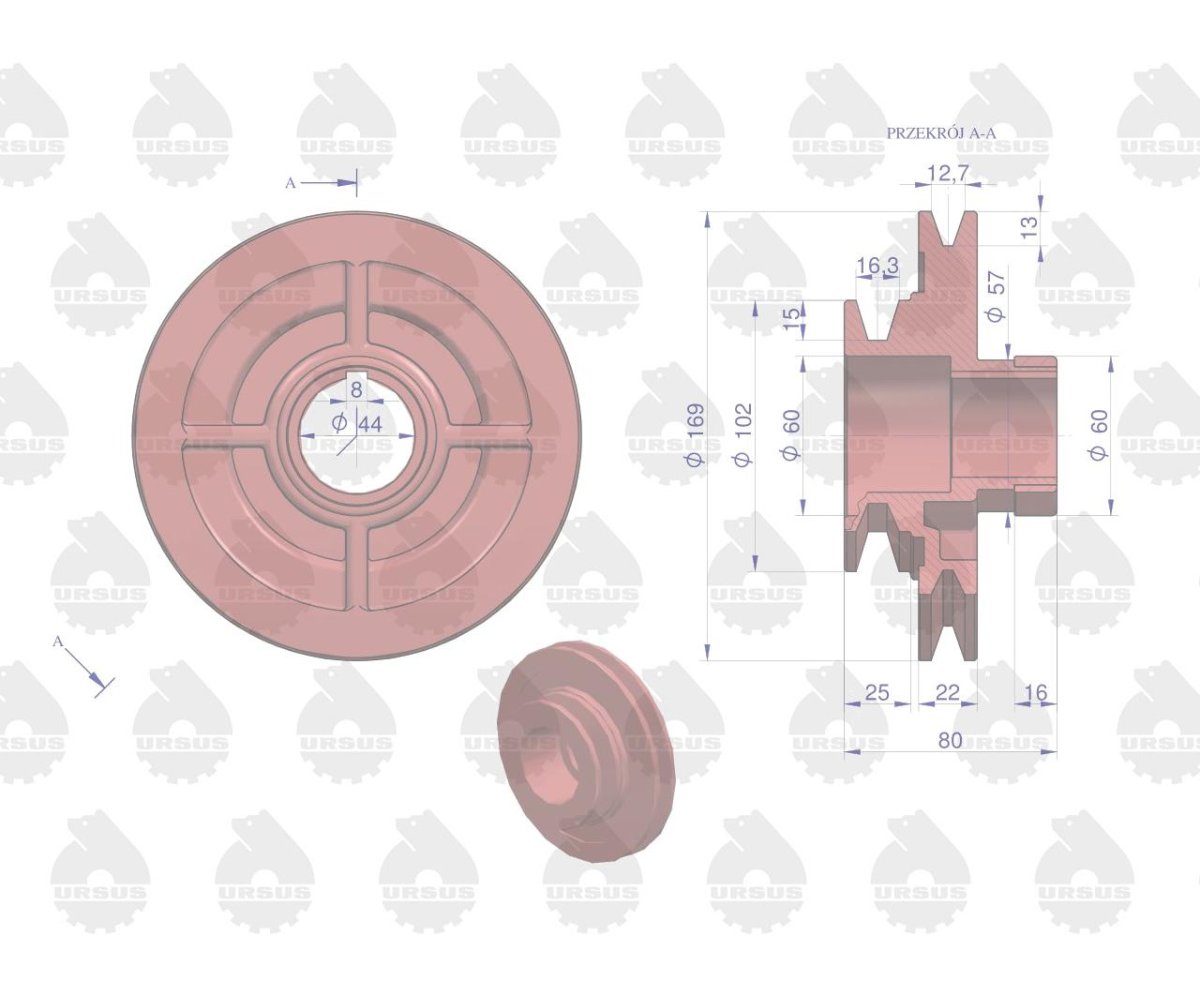 Koło pasowe wału korbowego C-330/328 ORYGINAŁ URSUS