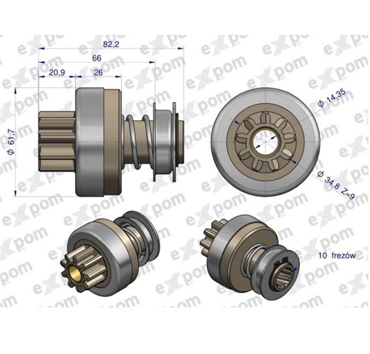 Zespół sprzęgający rozrusznika ( Typ Iskra ) MSX 400, 16.901.658 EXPOM KWIDZYN eu