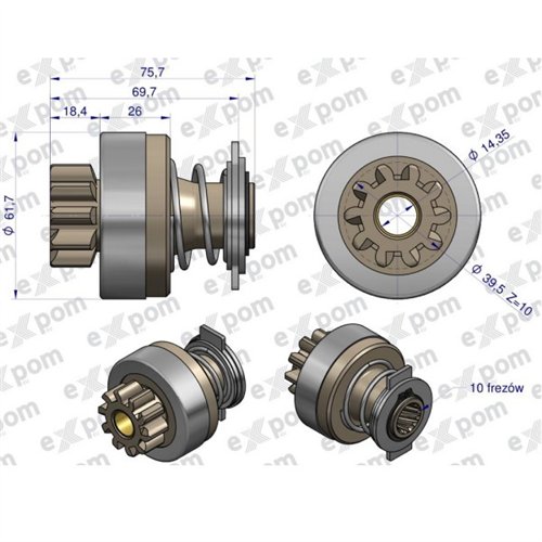 Zespół sprzęgający rozrusznika ( Typ Iskra ) MSX 233, 16.902.507, 1447834M91 EXPOM KWIDZYN eu