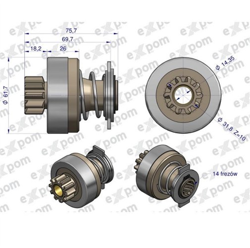 Zespół sprzęgający rozrusznika ( Typ Iskra ) MSX 149, 16.902.653 EXPOM KWIDZYN eu