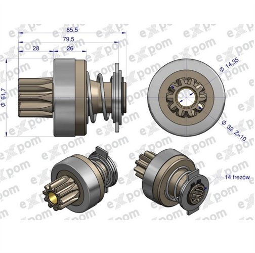 Zespół sprzęgający rozrusznika ( Typ Iskra ) MSX 800, 16.902.854 EXPOM KWIDZYN eu