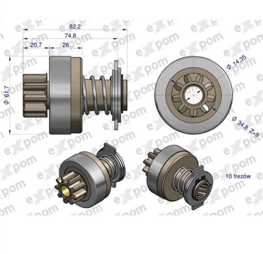 Zespół sprzęgający rozrusznika ( Typ Iskra ) MSX 724, 16.904.625 EXPOM KWIDZYN eu