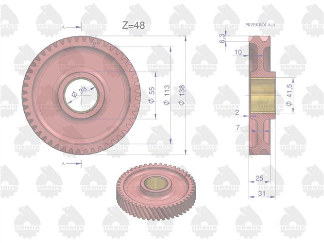 Koło zębate pośrednie rozrządu C-330 ORYGINAŁ URSUS 50002060