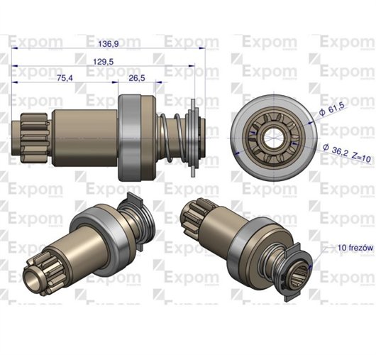 Zespół sprzęgający rozrusznika ( Typ Iskra ) MSX 894, 16.911.445 EXPOM eu