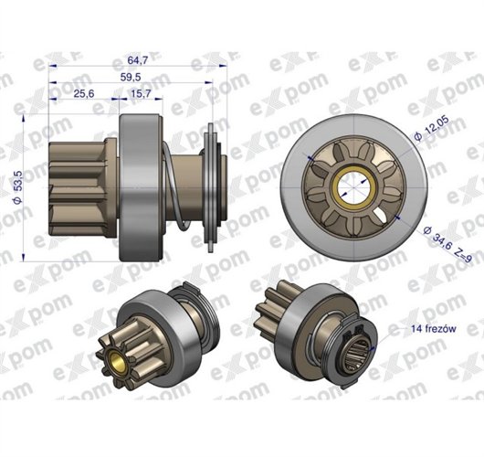 Zespół sprzęgający rozrusznika ( Typ Iskra ) MSX 242, 16.911.597 EXPOM KWIDZYN eu