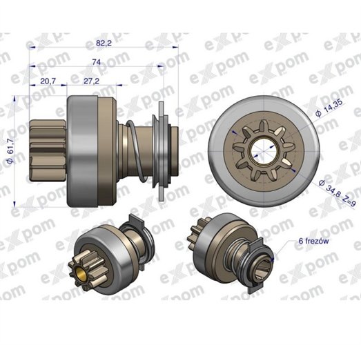 Zespół sprzęgający rozrusznika 16.911.910 (rozrusznik Iskra) EXPOM KWIDZYN eu