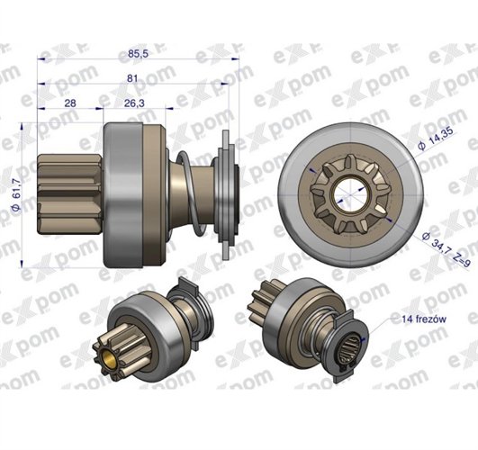 Zespół sprzęgający rozrusznika Zetor (rozrusznik Iskra) EXPOM KWIDZYN eu