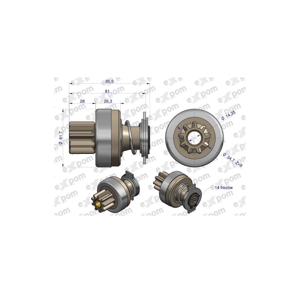 Zespół sprzęgający rozrusznika Zetor (rozrusznik Iskra) EXPOM KWIDZYN eu