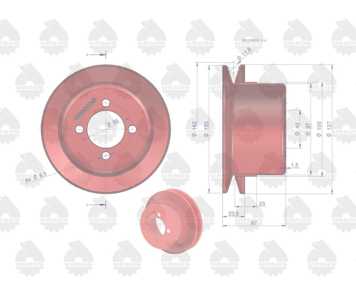 Koło pasowe pompy wody C-330 ORYGINAŁ URSUS
