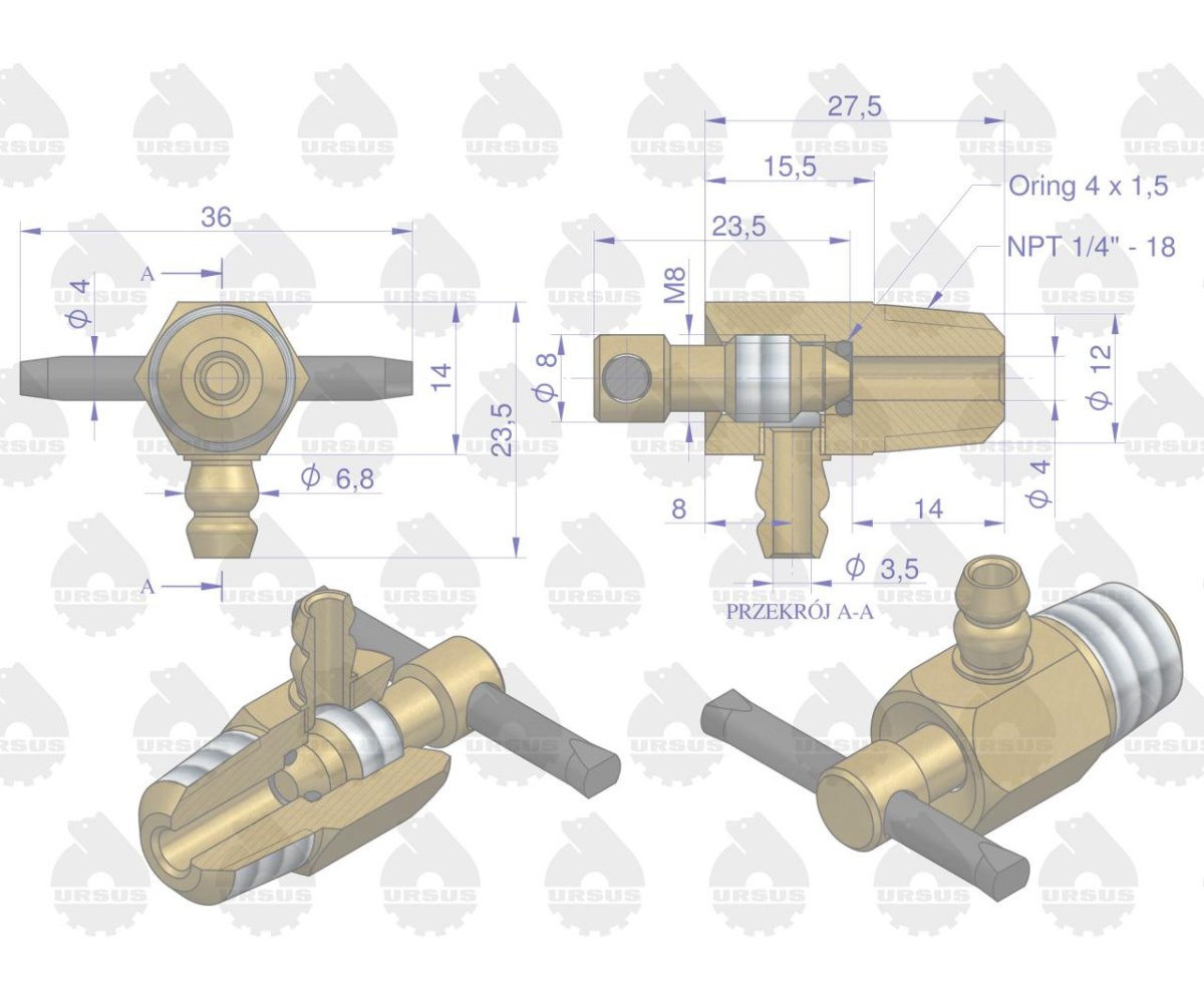 Kranik wody (spustu płynu chłodniczego) MF3 i MF4 1851095M2 ORYGINAŁ URSUS ( sprzedawane po 10 )