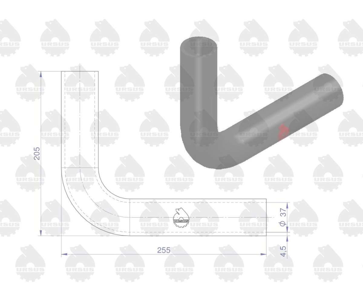 Przewód gumowy chłodnicy dolny zbrojony płótnem MF3 ORYGINAŁ URSUS