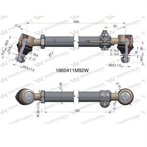 Drążek kierowniczy 937mm 1860411M92 WARYŃSKI