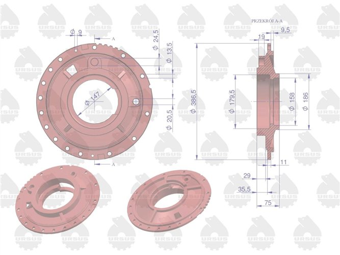 Pokrywa prawa tylnego mostu MF-3 ORYGINAŁ URSUS
