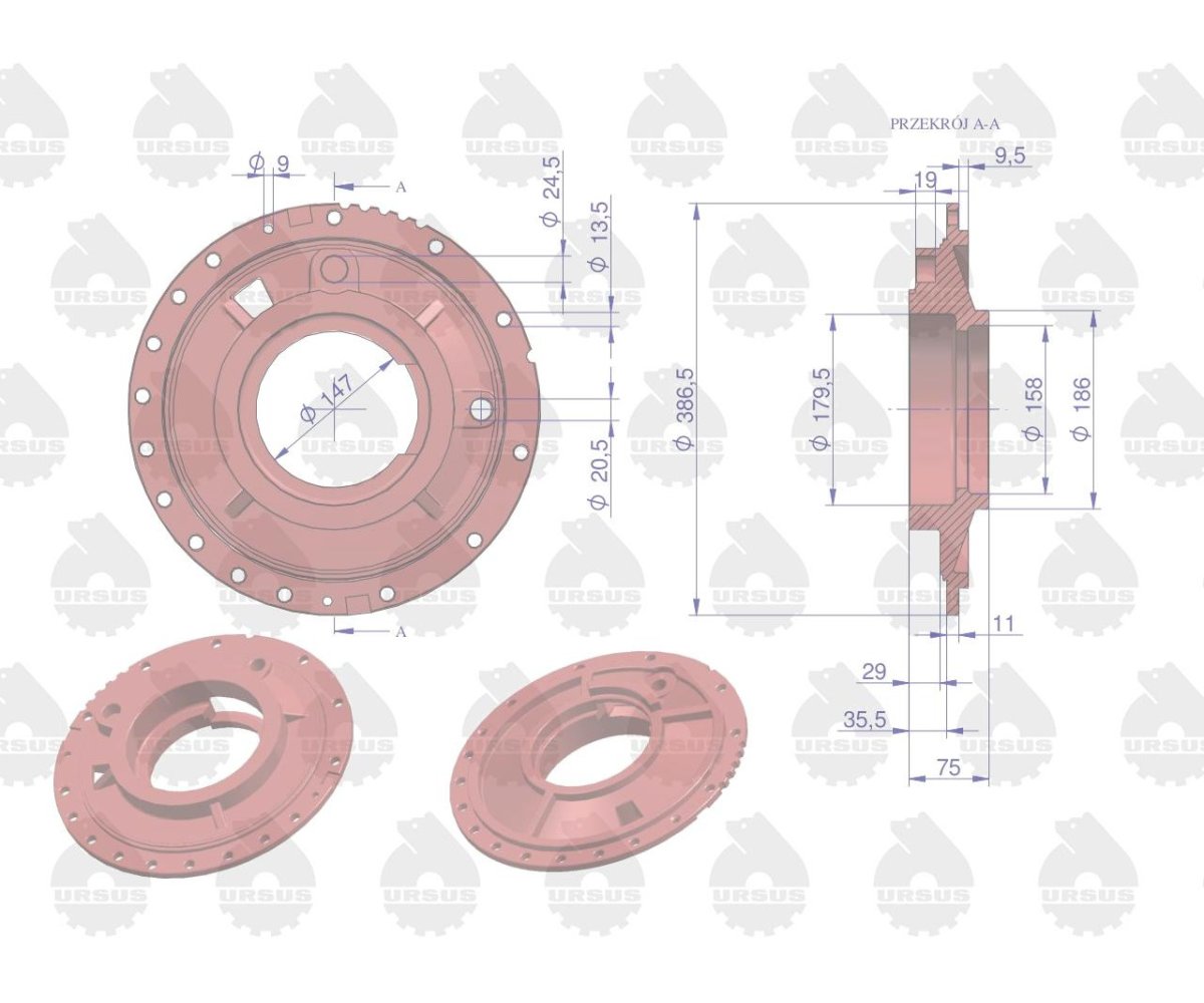 Pokrywa prawa tylnego mostu MF-3 ORYGINAŁ URSUS