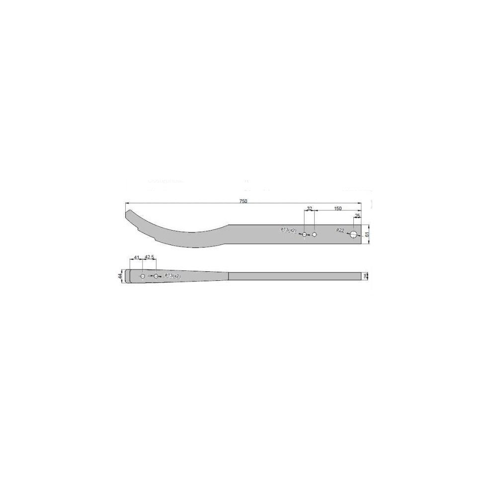 Grządziel słupica/trzon hartowana wzmocniona agregatu podorywkowego 750mm Gruber