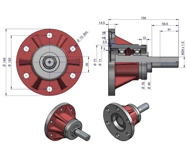 Piasta talerza agregatu 6-otworowa kpl. wklęsła 1681001W