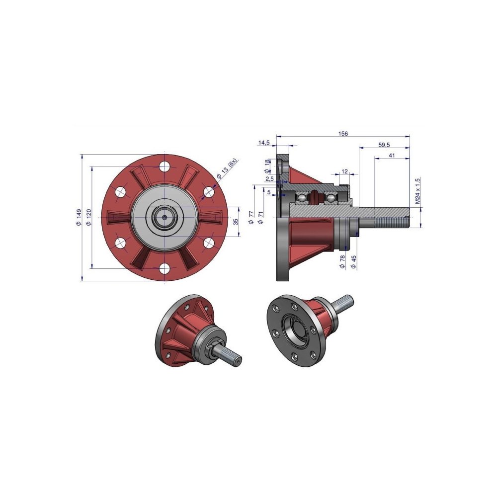 Piasta talerza agregatu 6-otworowa kpl. wklęsła 1681001W