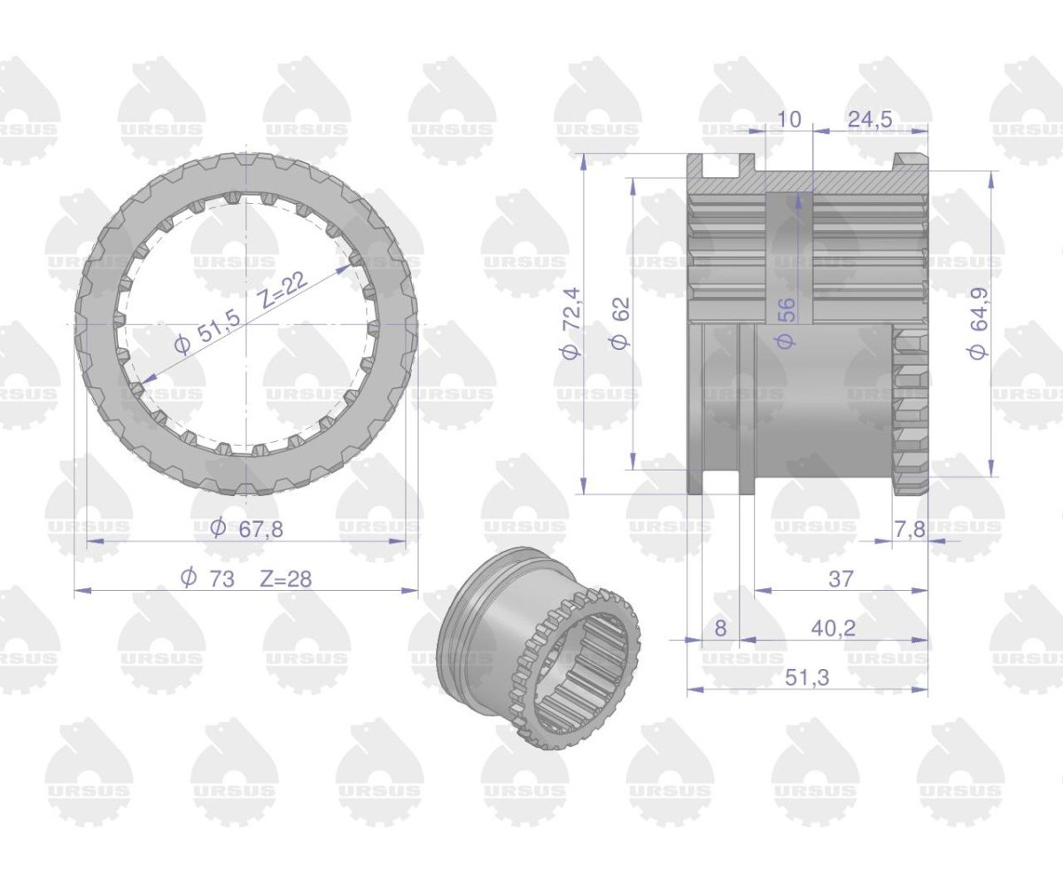 Tuleja sprzęgająca reduktora 2700374M1 MF4 ORYGINAŁ URSUS