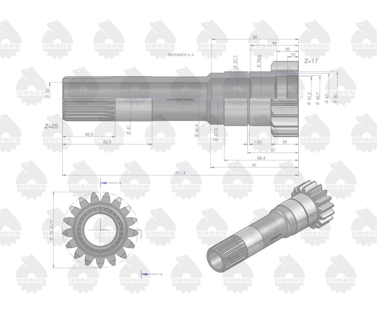 Wałek sprzęgła II stopień Z-17 MF3 RM-1868531M1. 1868528M91 ORYGINAŁ URSUS