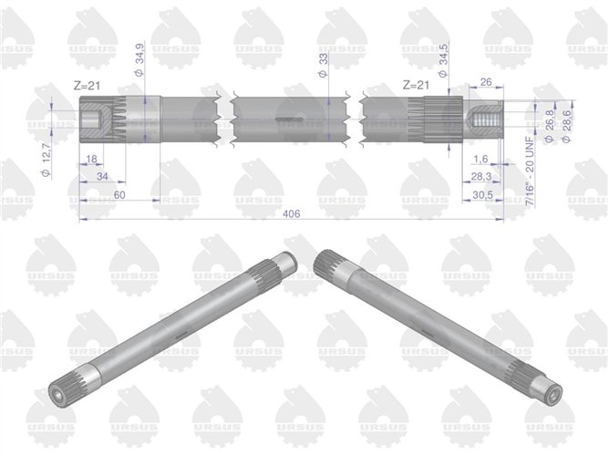Wałek pierwszy WOM Z-21 MF3 MF4 ORYGINAŁ URSUS