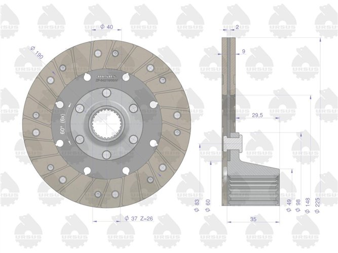 Tarcza sprzęgła napędu przekaźnika II stopnia C-330 ORYGINAŁ URSUS