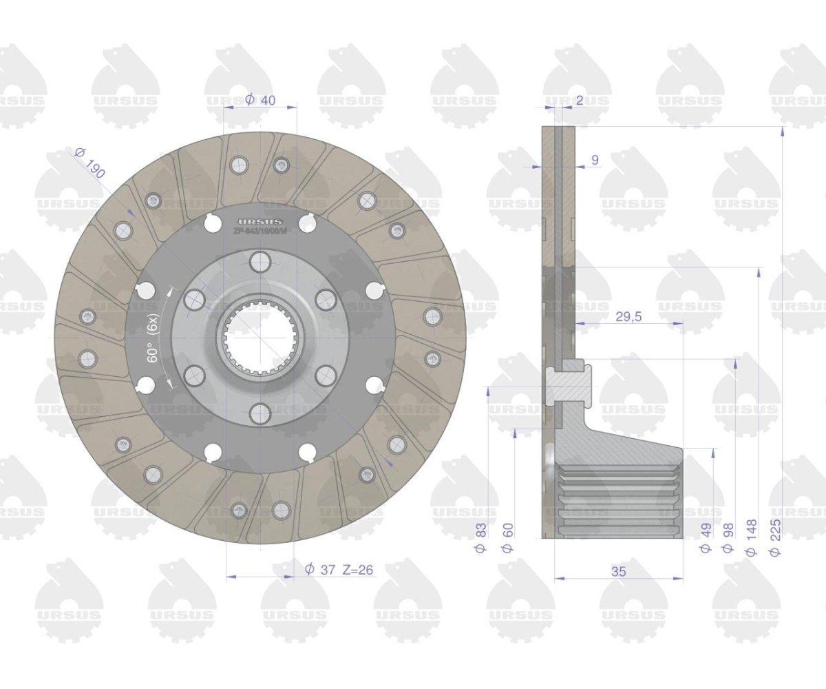 Tarcza sprzęgła napędu przekaźnika II stopnia C-330 ORYGINAŁ URSUS