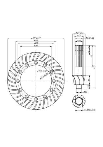 Koło talerzowe z wałkiem 6 zębów MF3 235,2812