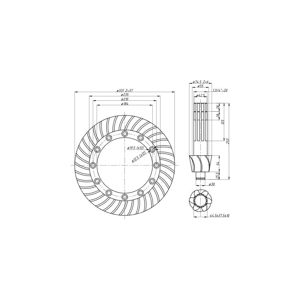 Koło talerzowe z wałkiem 6 zębów MF3 235,2812