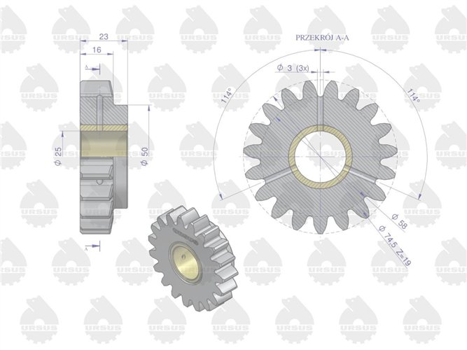 Koło zębate wstecznego biegu C-330 ORYGINAŁ URSUS