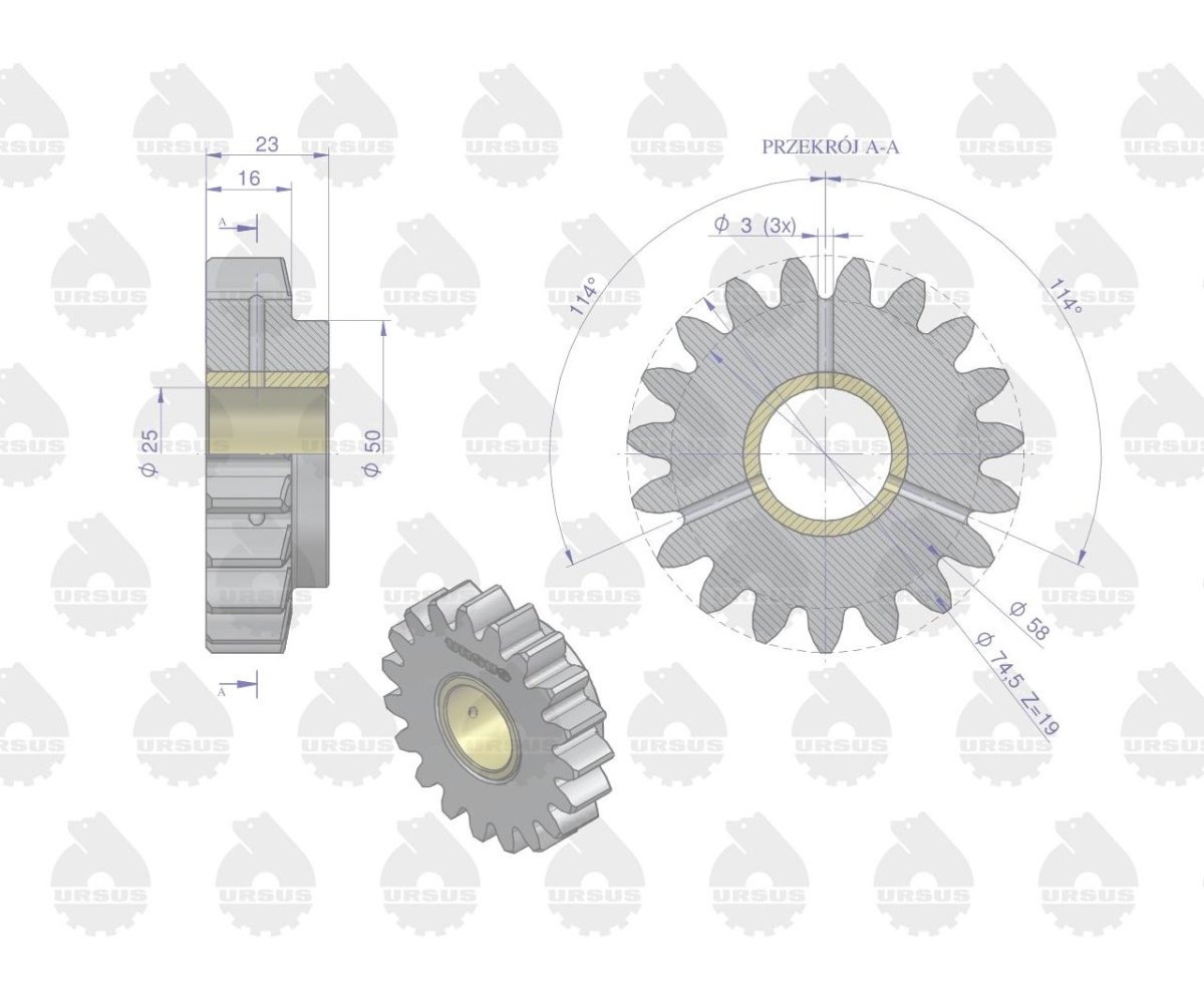 Koło zębate wstecznego biegu C-330 ORYGINAŁ URSUS