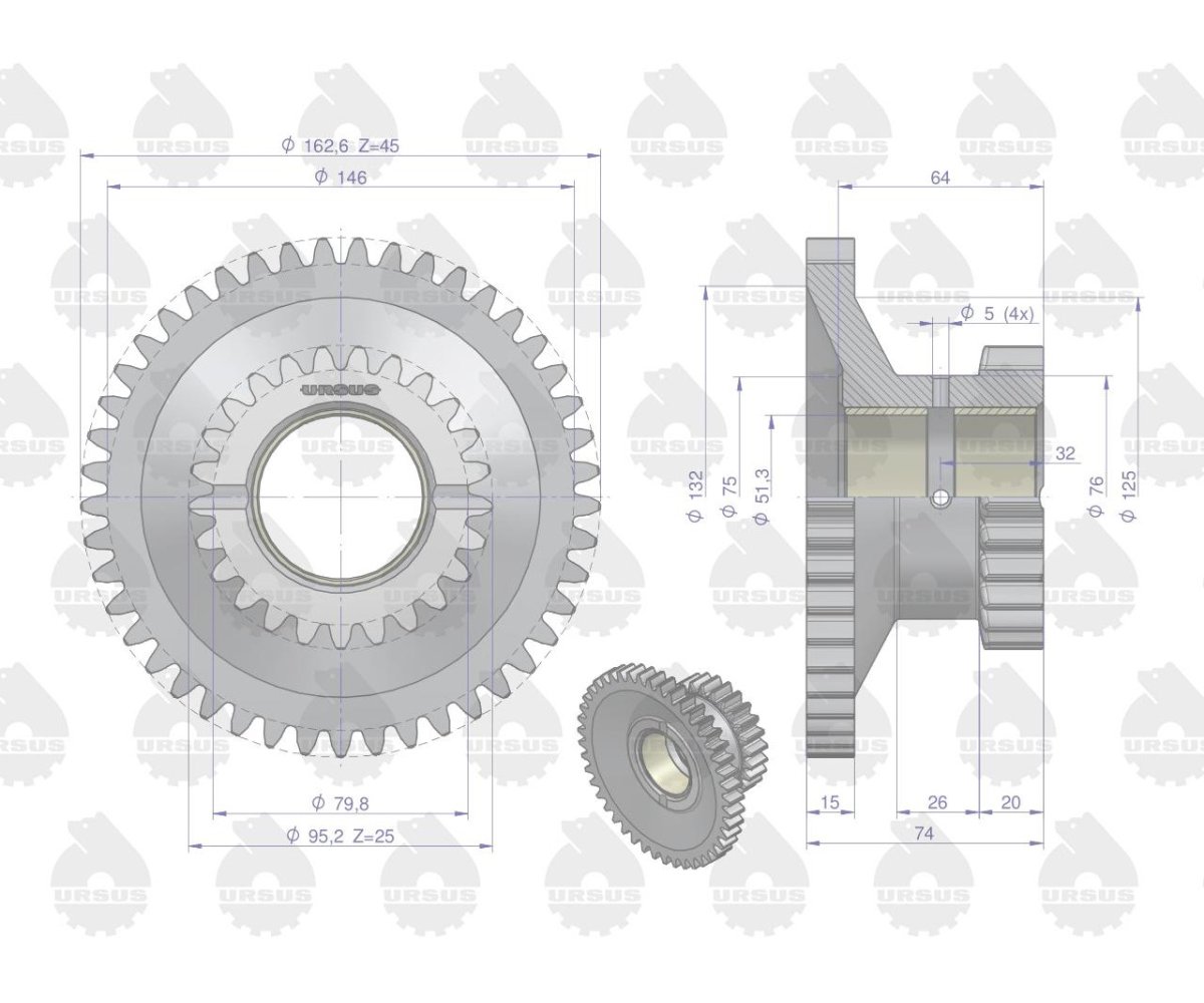 Koło zębate reduktora 50011170 C-330 ORYGINAŁ URSUS