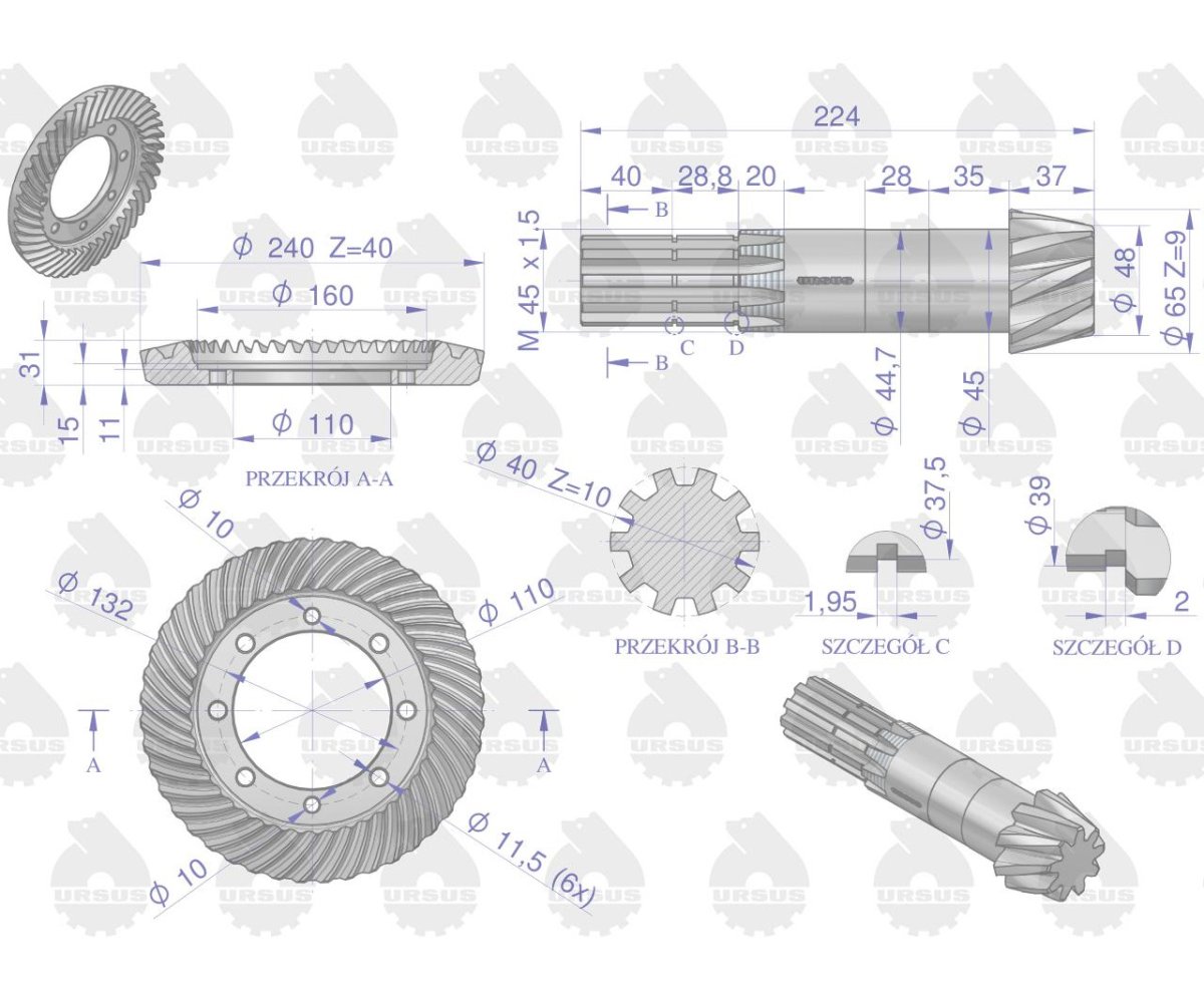 Koło talerzowe z wałkiem C-330 ORYGINAŁ URSUS